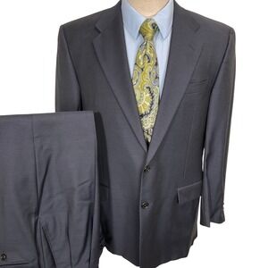 Hickey Freeman Jordan Todd Suit Mens 43R Navy Minimalist Career Neutral Wool
